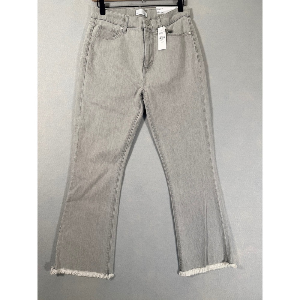 LOFT The Kick Crop High Rise Jeans Light Grey Raw‎ Hem Size 27/4 NEW